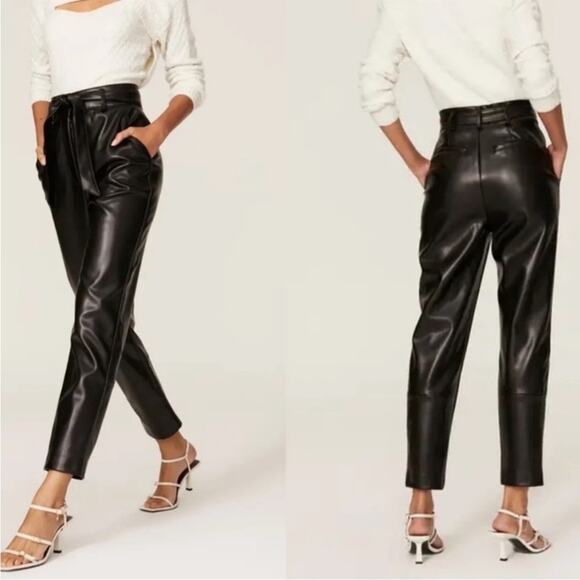 Peter Som black faux leather high rise pants 14 FLAWED - Picture 11 of 11